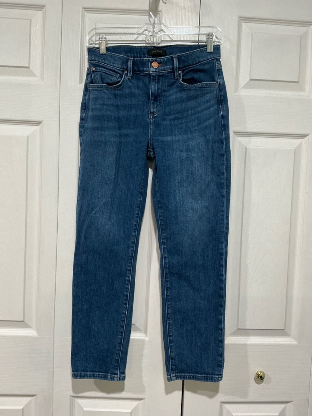 🤎 Ann Taylor The Taper Blue Denim Cropped Ankle Jeans - Size 4 / 27